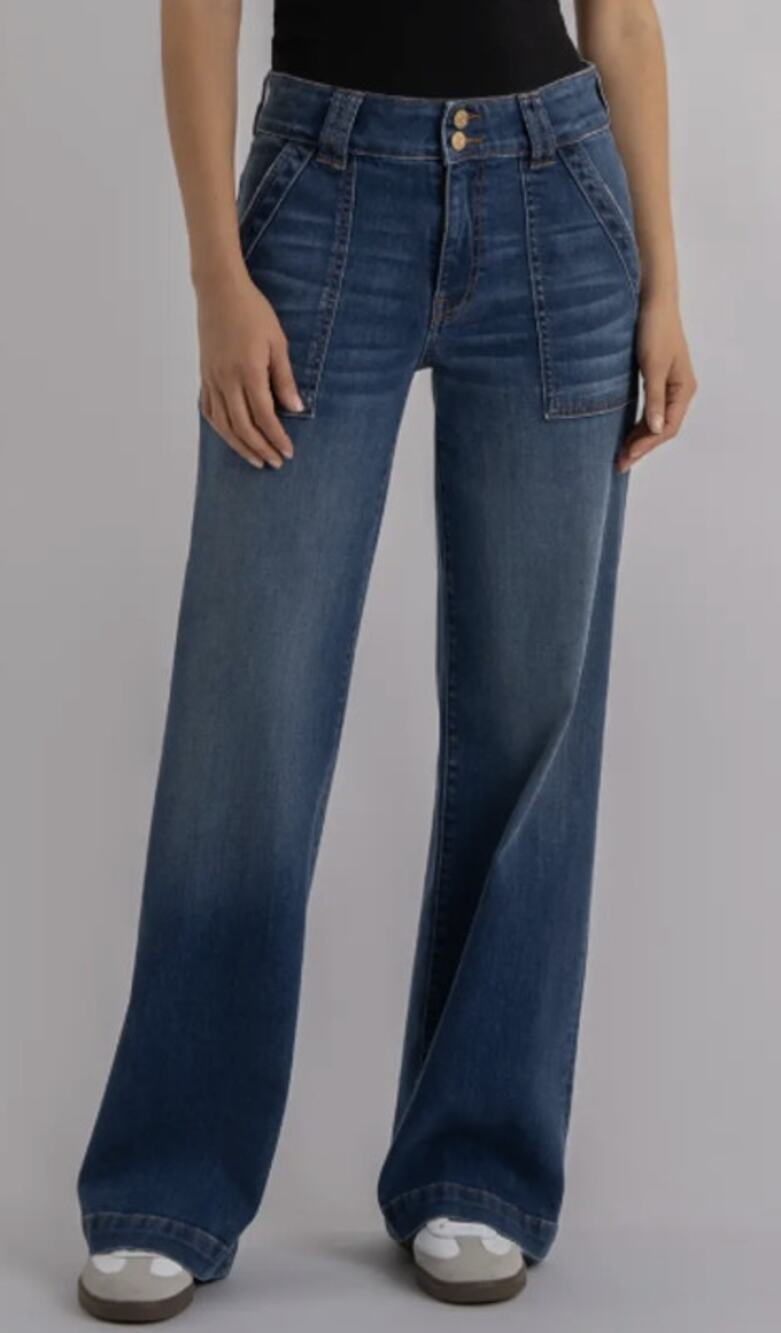 Kut from the Kloth Women's 8 Jodi High-Waisted Wide Leg Utility Jeans O4-1